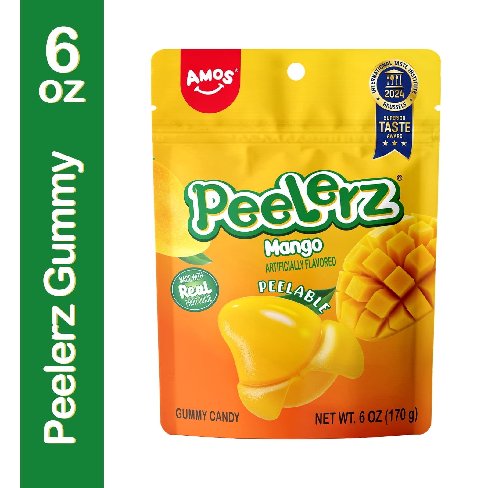 AMOS Peelerz Gummies Peelable Mango Candy Resealable Bag 6oz (1 Pack)