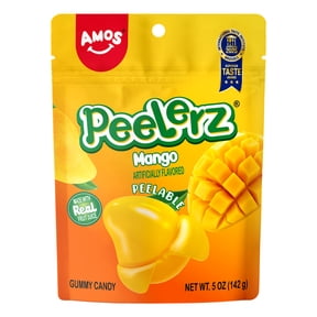 AMOS Peelerz Mango, Peelable Gummy Candy, Real Fruit Flavor, 1 Count, 5 oz Bag