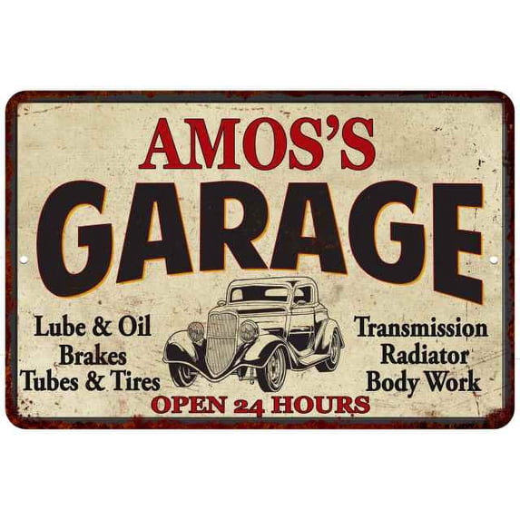 AMOS'S Garage Man Cave Metal Sign Decor 8x12 208120014473