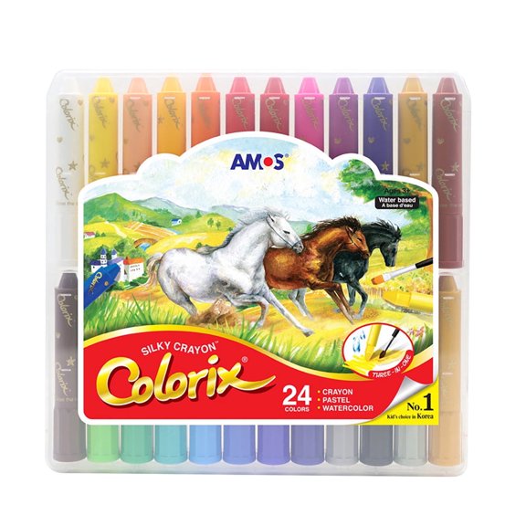 COLORIX Twist Crayons — 3 in 1 Crayon, Pastel & Watercolor with Twist-Up Tubes, Silky Gel Texture, 24 Vibrant Colors, Non-Toxic Art Supplies for Preschool, Travel & Creative Crafts