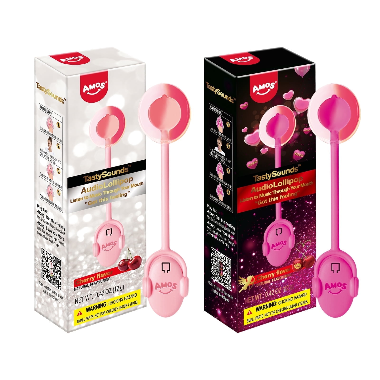 AMOS Tasty Sounds Music Lollipop, Fat Free Singing Lollipop, Creative Valentine's Gift (Pack of 2)