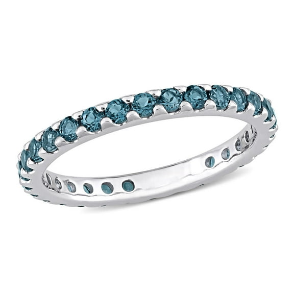 AMOUR 1 1/2 CT TGW London Blue Topaz Eternity Ring In 10K White Gold