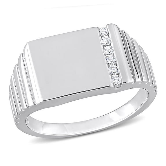 AMOUR 1/10 CT TDW Diamond Men's Ring In Sterling Silver