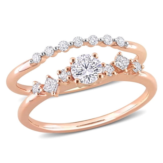 AMOUR 1/10 CT TDW Diamond Semi-eternity Ring In 14K Rose Gold