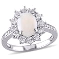 thumbnail image 1 of AMOUR 1/10 CT TW Diamond and Oval Cut Opal and White Topaz Halo Ring In Sterling Silver, 1 of 1