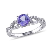 AMOUR 1/10 CT TW Diamond and Tanzanite Infinity Engagement Ring In 10K White Gold