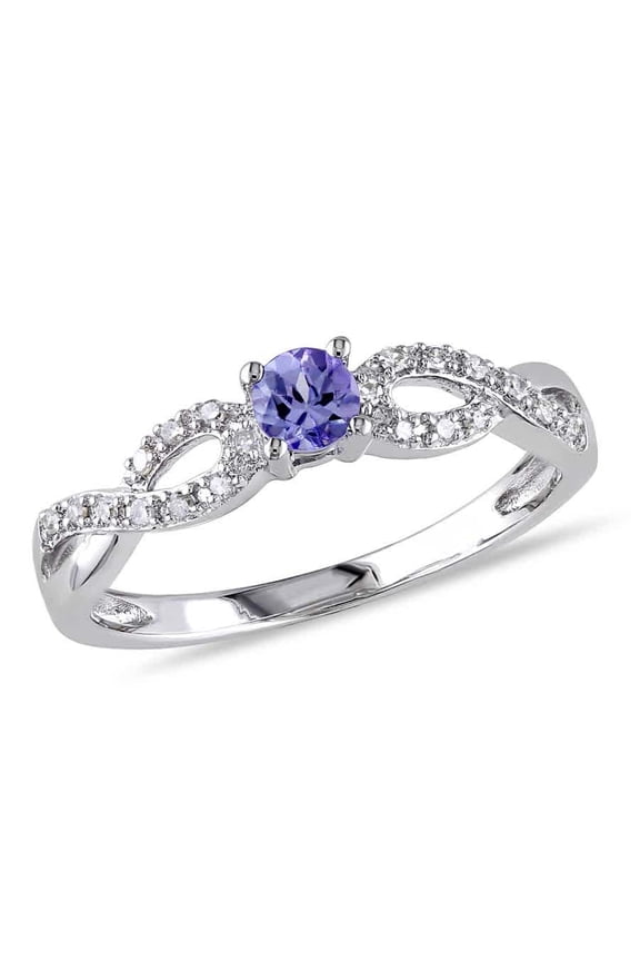 1/10 CT TW Diamond and Tanzanite Infinity Ring In Sterling Silver