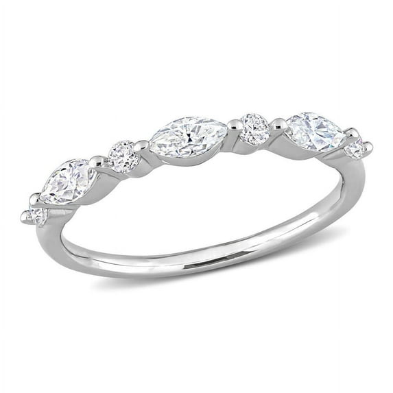 AMOUR 1/2 CT DEW Created Moissanite Semi-eternity Ring In Sterling Silver