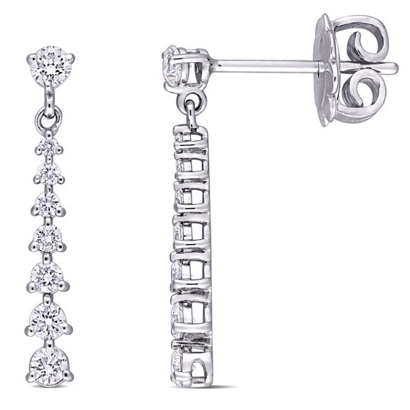 AMOUR 1/2 CT TDW Diamond Graduated Drop Earrings In 14K White Gold
