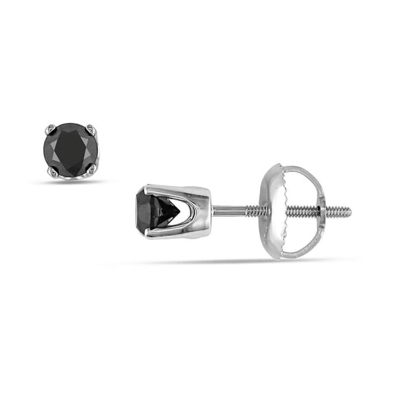 AMOUR 1/2 CT TW Black Diamond Stud Earrings In 14K White Gold