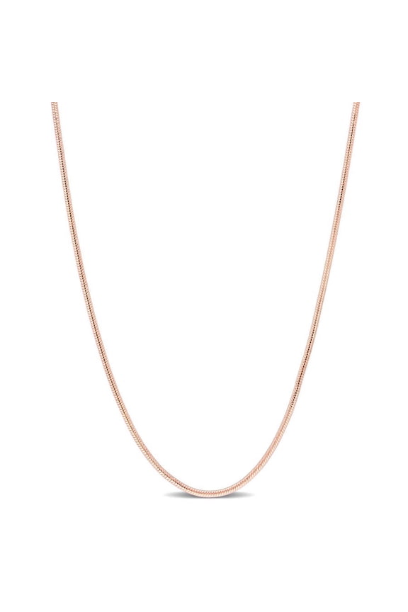 1.2mm Snake Chain Necklace In Rose Plated Sterling Silver, 18 In