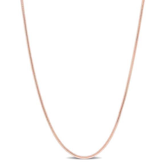 AMOUR 1.2mm Snake Chain Necklace In Rose Plated Sterling Silver, 20 In