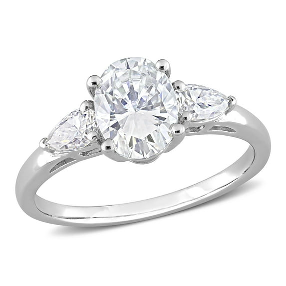 AMOUR 1 3/4 CT DEW Created Moissanite Three-stone Engagement Ring In Sterling Silver