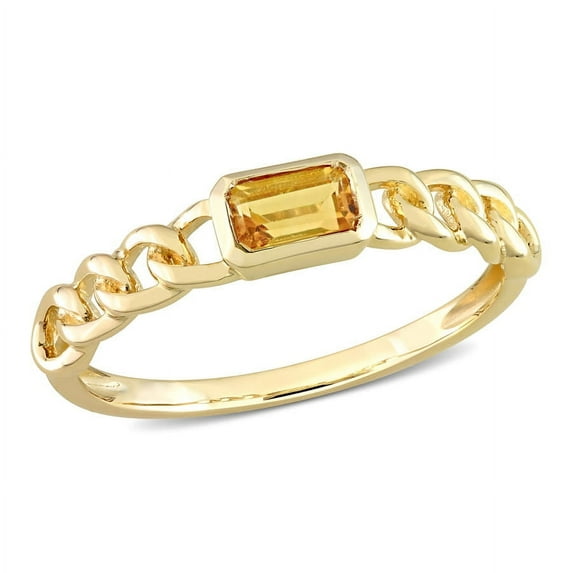 AMOUR 1/3 CT TGW Octagon Citrine Link Ring In 10K Yellow Gold