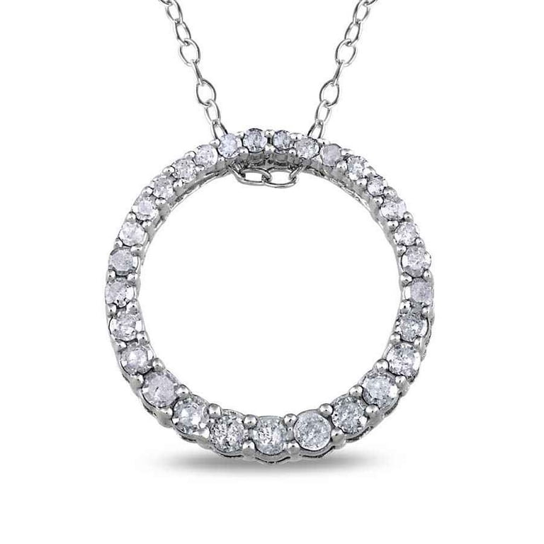 AMOUR 1/3 CT TW Diamond Circle Pendant with Chain In Sterling