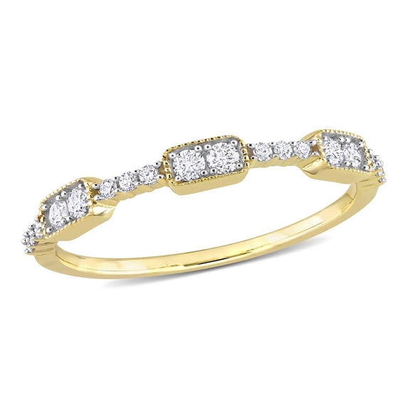 AMOUR 1/4 CT TDW Diamond Semi-eternity Ring In 14K Yellow Gold
