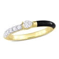 thumbnail image 1 of AMOUR 1/4CT TDW Pear and Round-shaped Diamonds Black Enamel Ring In 14K Yellow Gold, 1 of 1