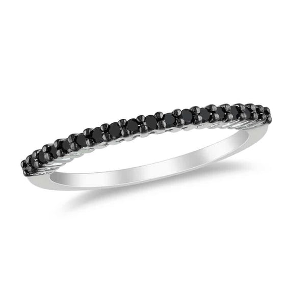 AMOUR 1/5 CT TW Black Diamond Anniversary Band In Sterling Silver