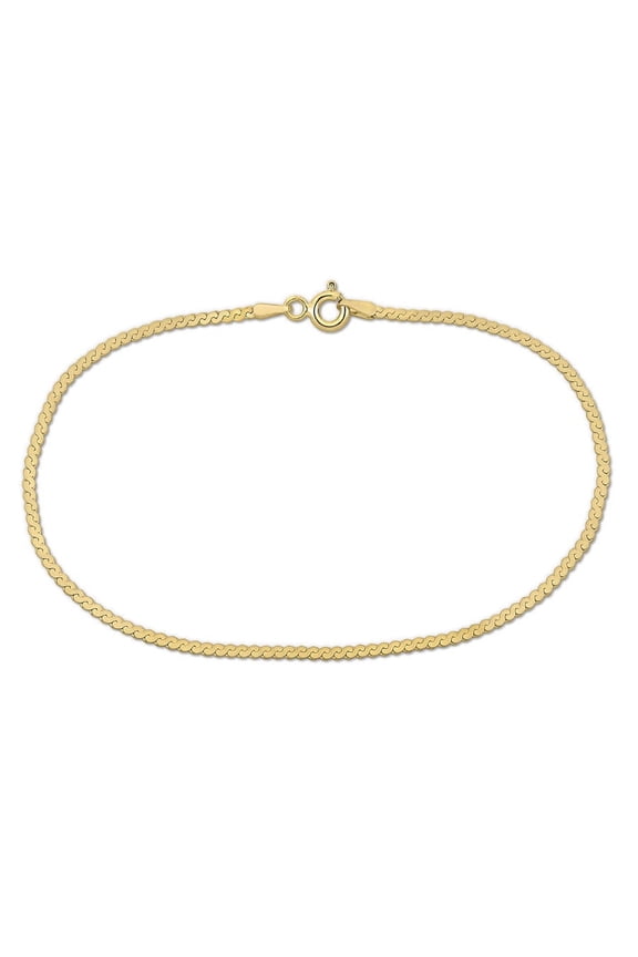 1.55mm Serpentine Chain Bracelet In 10K Yellow Gold, 7.5 In