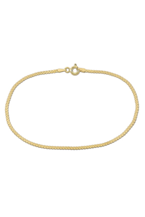 1.55mm Serpentine Chain Bracelet In 10K Yellow Gold, 9 In