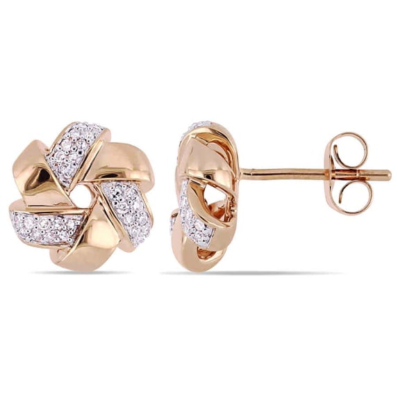 AMOUR 1/6 CT TW Diamond Swirl Stud Earrings In 14K Rose Gold