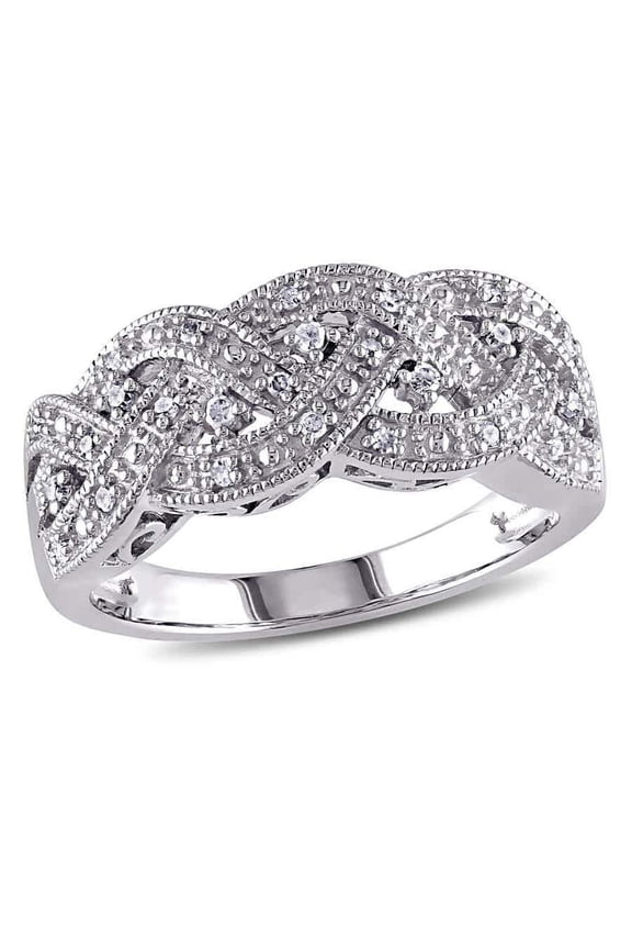 1/8 CT TW Braided Diamond Ring In Sterling Silver