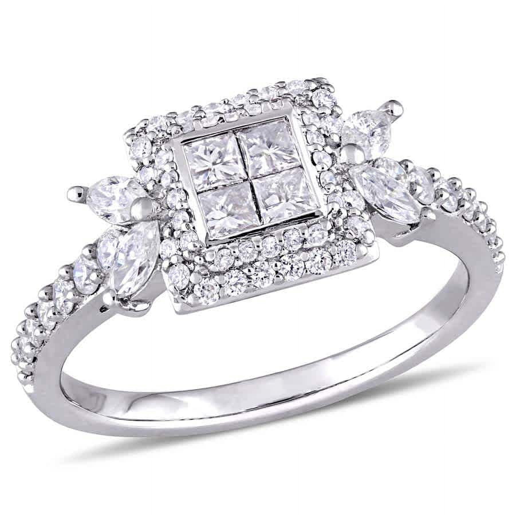 AMOUR 1 CT TW Princess-cut Diamond Quad Halo Engagement Ring In 14K ...