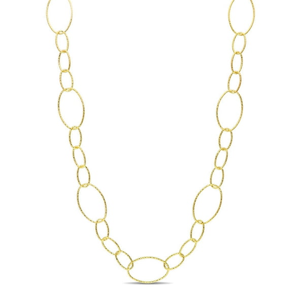 AMOUR 13mm Fancy Oval Link Chain Necklace In Yellow Plated Sterling Silver, 24 In