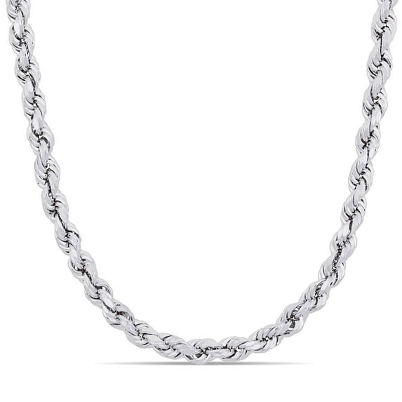 AMOUR 18 Inch Rope Chain Necklace In Sterling Silver with Lobster Clasp (5mm)