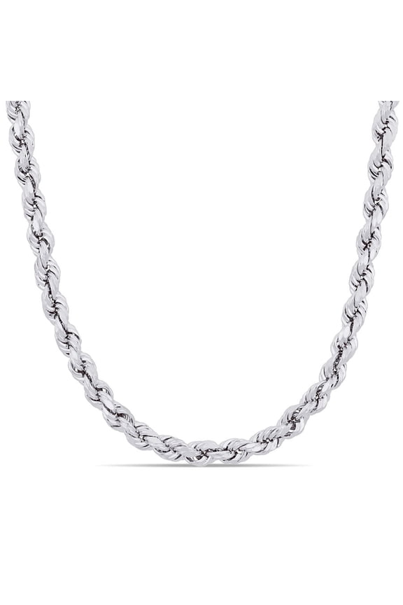 18 Inch Rope Chain Necklace In Sterling Silver with Lobster Clasp (5mm)