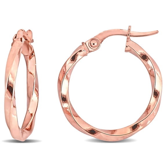 AMOUR 19mm Twisted Hoop Earrings In 10K Rose Gold