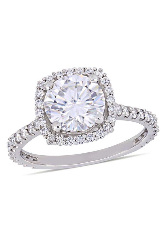 2 1/2 CT DEW Moissanite Halo Engagement Ring In 10K White Gold