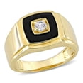 thumbnail image 1 of AMOUR 2 1/2 CT TGW Black Onyx and Created White Sapphire Square Men's Ring In Yellow Plated Sterling Silver, 1 of 1