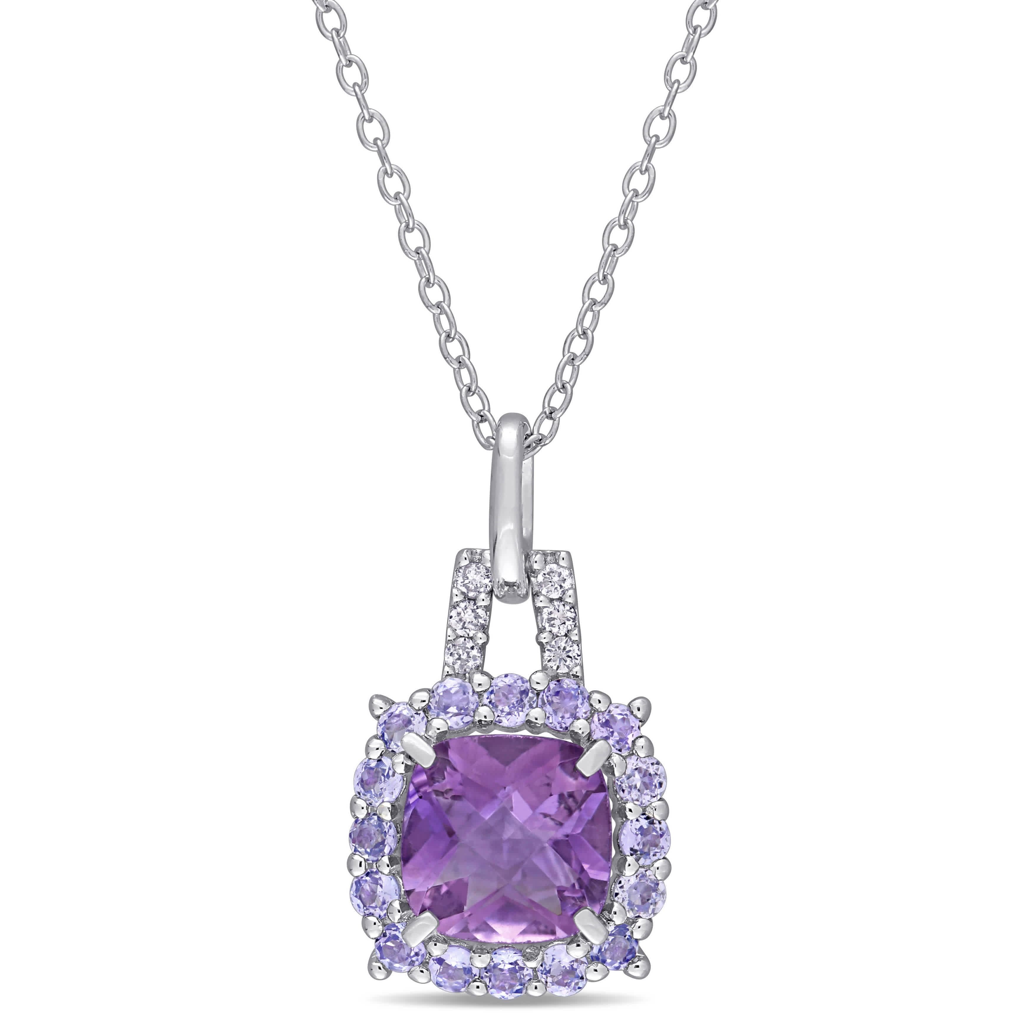 AMOUR 2 1/3 CT TGW Amethyst Tanzanite and Diamond Accent Pendant