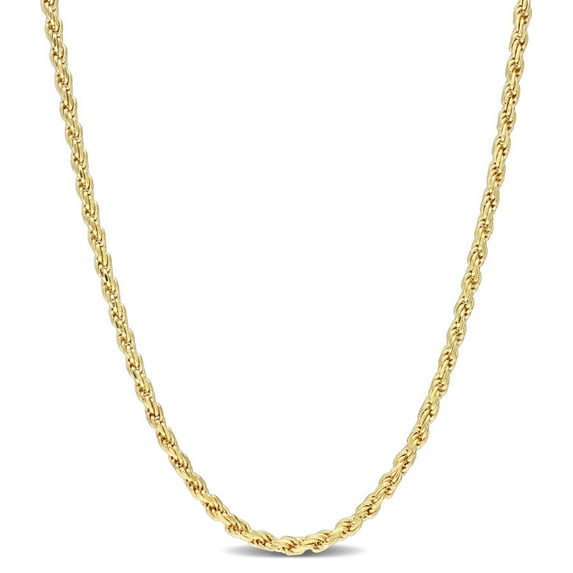 AMOUR 2.2mm Rope Chain Necklace In Yellow Plated Sterling Silver, 16 In
