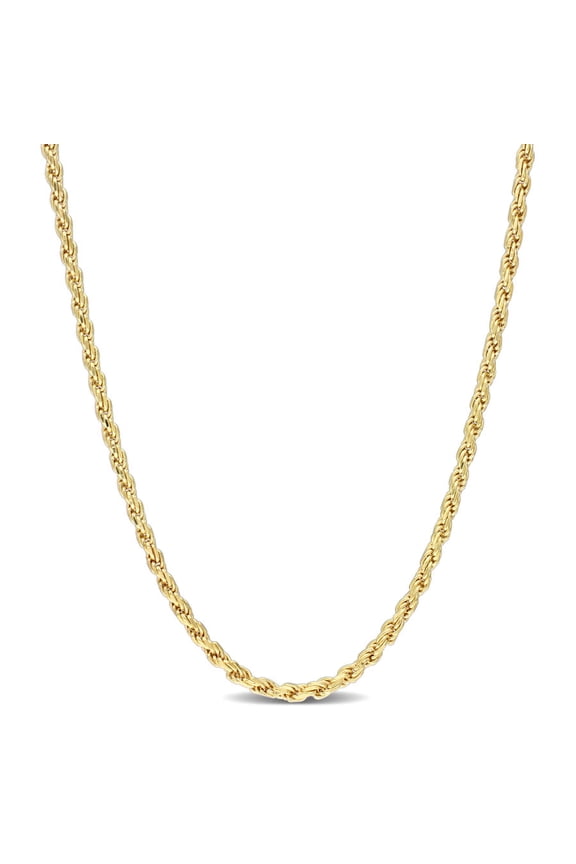 2.2mm Rope Chain Necklace In Yellow Plated Sterling Silver, 20 In