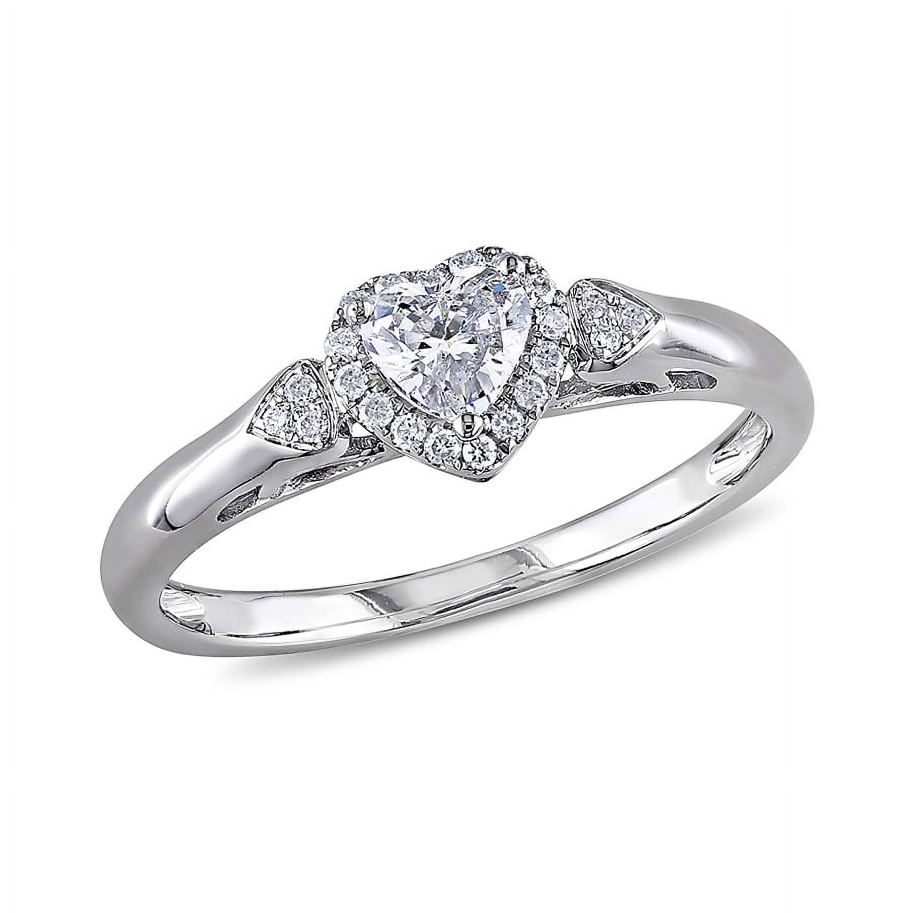 AMOUR 2/5 CT TW Heart-cut Diamond Halo Engagement Ring In 14K White ...