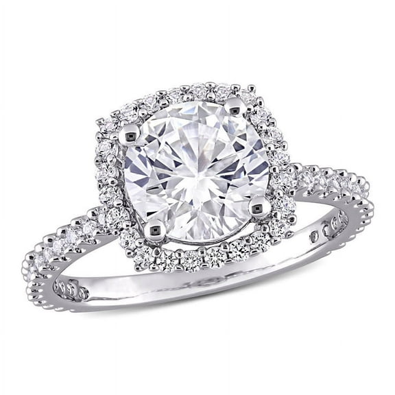 AMOUR 2 7/8 CT TGW Created White Sapphire Halo Ring In Sterling Silver