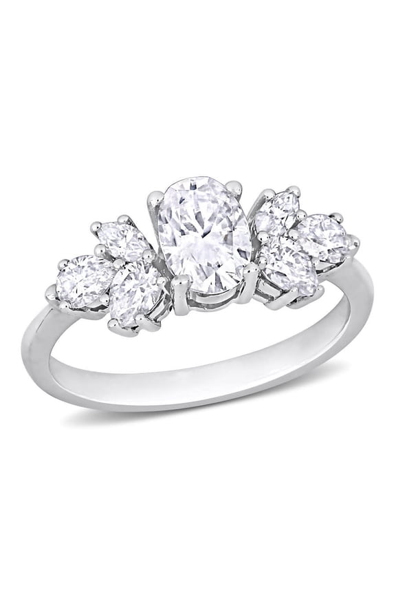 2 CT DEW Created Moissanite Engagement Ring In 10K White Gold