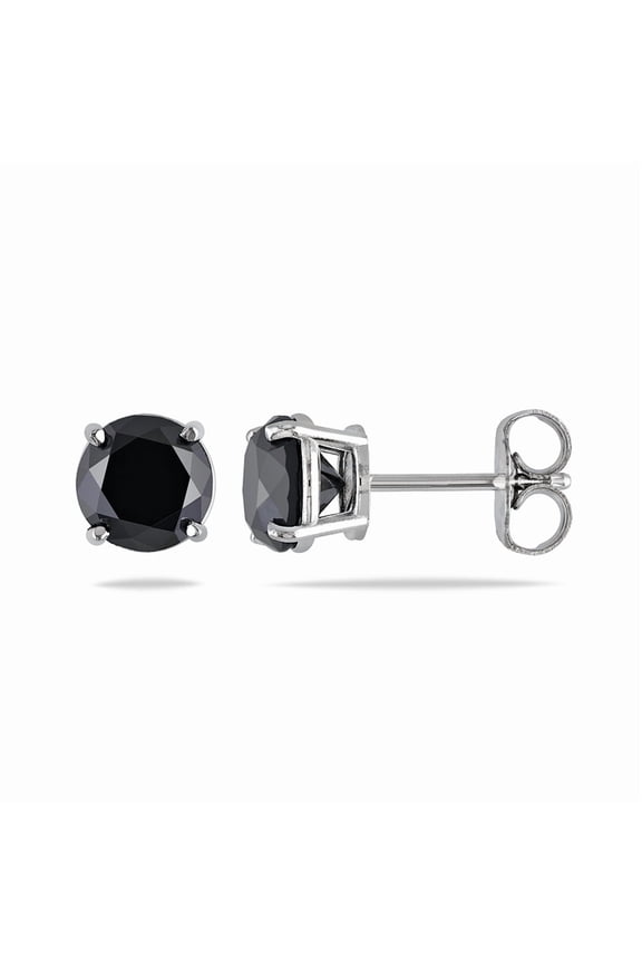 2 CT TW Black Diamond Stud Earrings In 14K White Gold