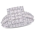 thumbnail image 1 of AMOUR 2 CT TW Princess and Round-cut Diamond Cluster Square Engagement Ring In 14K White Gold, 1 of 1