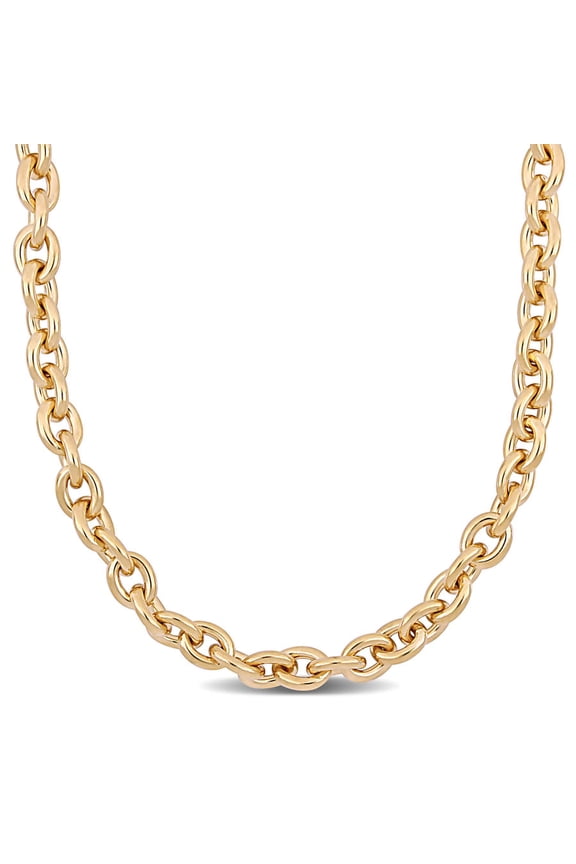24 Inch Oval Link Necklace In Yellow Plated Sterling Silver