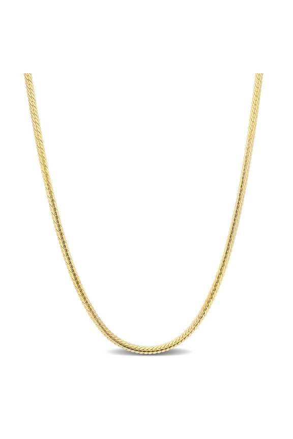 2mm Herringbone Chain Necklace In Yellow Plated Sterling Silver, 18 In