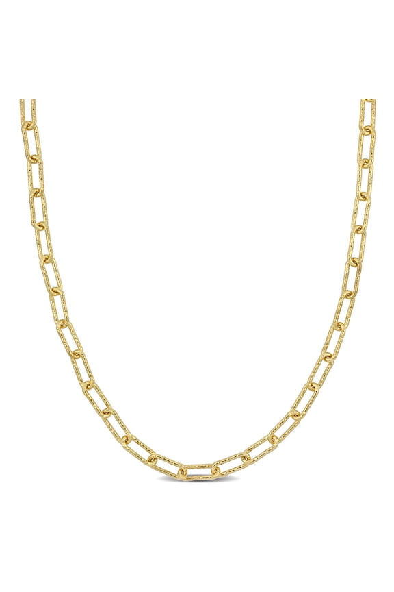 3.5mm Fancy Paperclip Chain Necklace In Yellow Plated Sterling Silver, 18 In