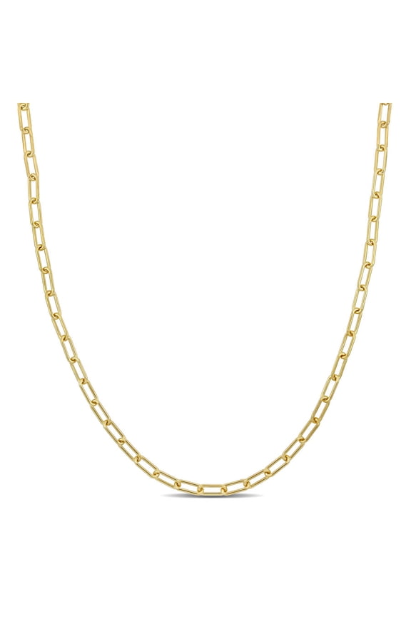 3.5mm Paperclip Chain Necklace In Yellow Plated Sterling Silver, 18 In