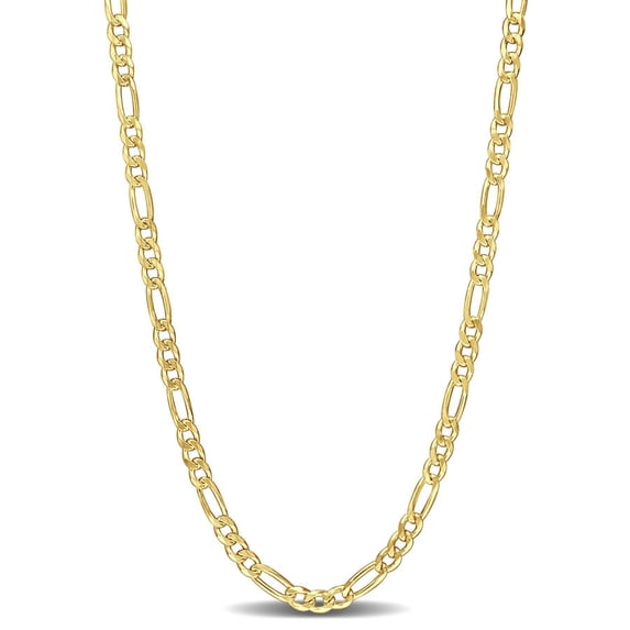 AMOUR 3.8mm Figaro Chain Necklace In Yellow Plated Sterling Silver, 24 In