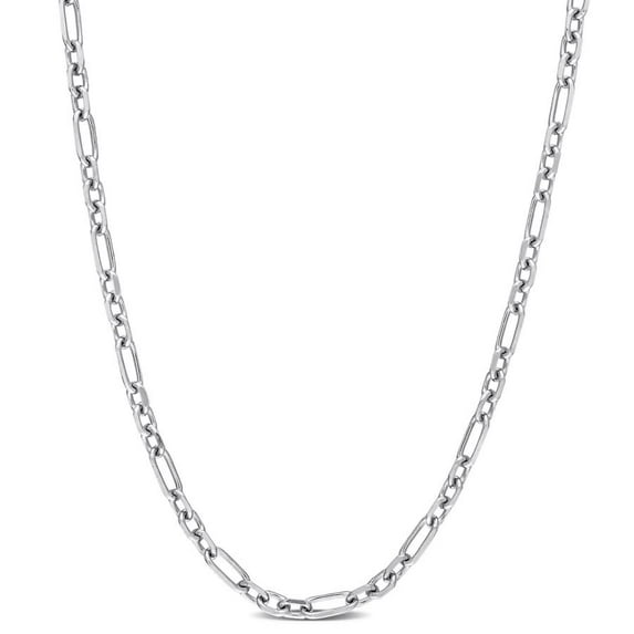AMOUR 3mm Diamond Cut Figaro Chain Necklace In Sterling Silver, 16 In