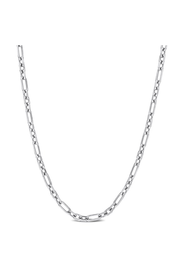 3mm Diamond Cut Figaro Chain Necklace In Sterling Silver, 18 In