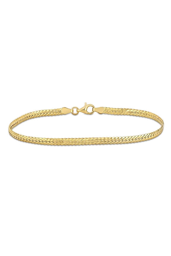 3mm Herringbone Bracelet In Yellow Plated Sterling Silver 7.5 In