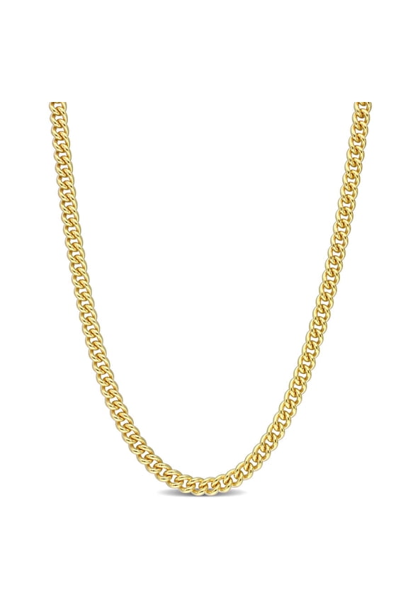 4.4mm Curb Link Chain Necklace In Yellow Plated Sterling Silver, 24 In
